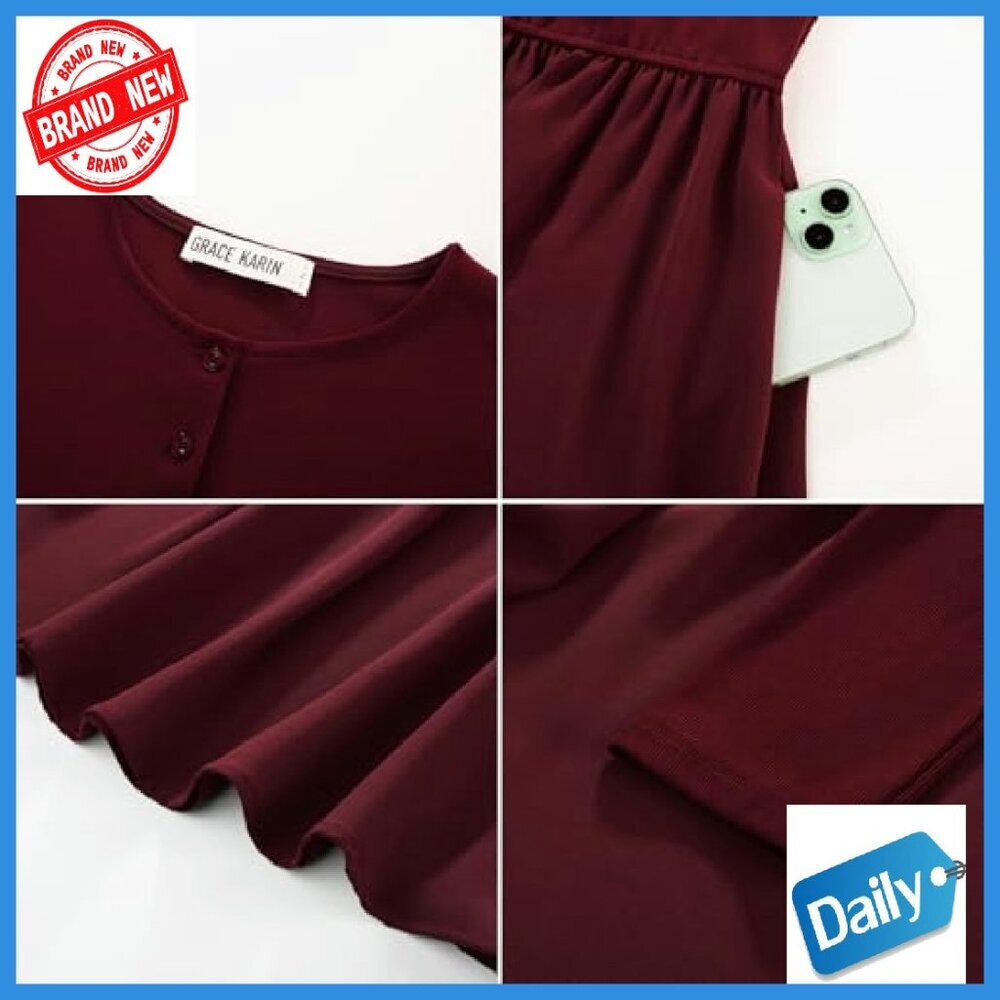 Girls Long Sleeve Maxi Dress with Pockets Formal Casual Polyester Blend - Picture 7 of 8